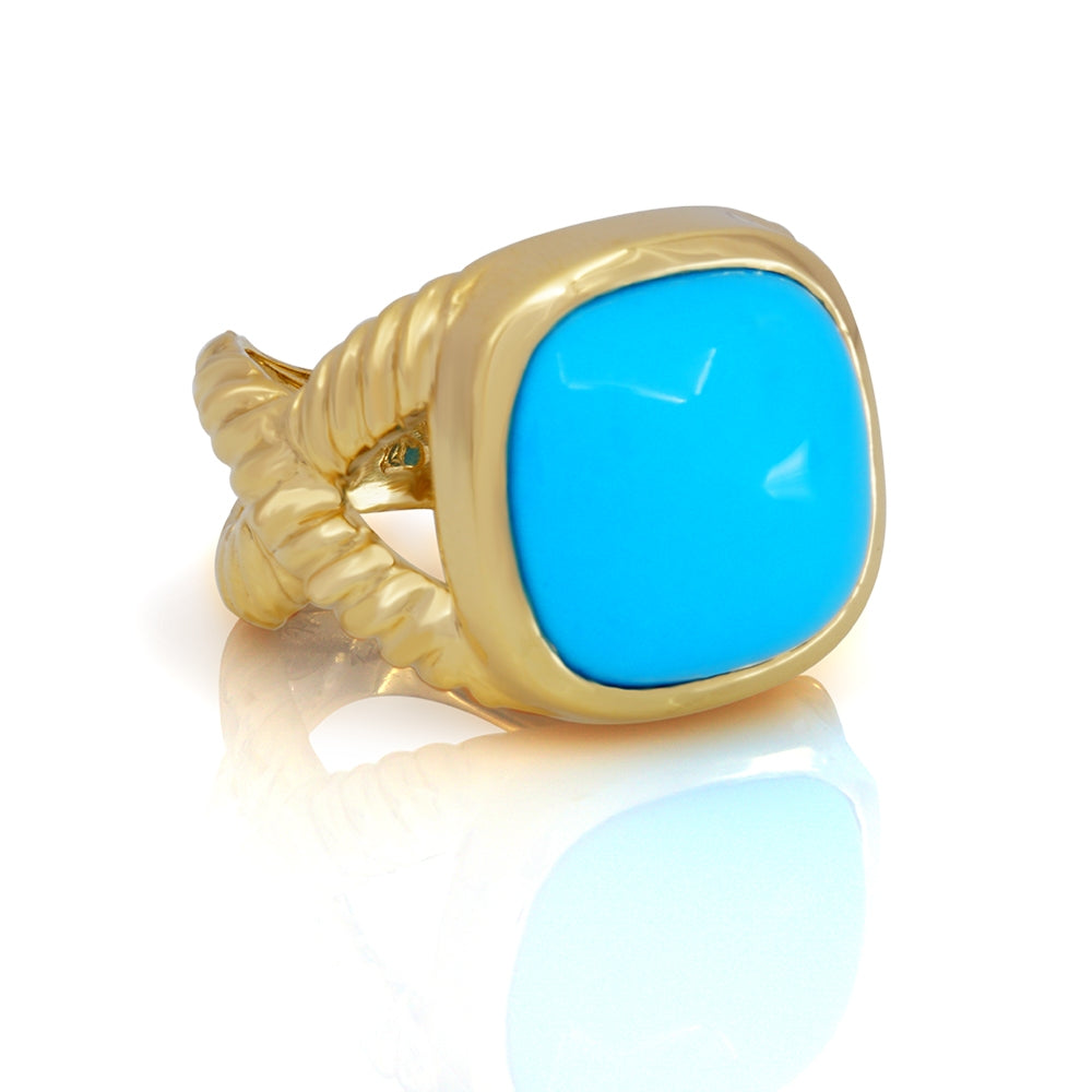 14K Yellow Gold Turquoise Ring
