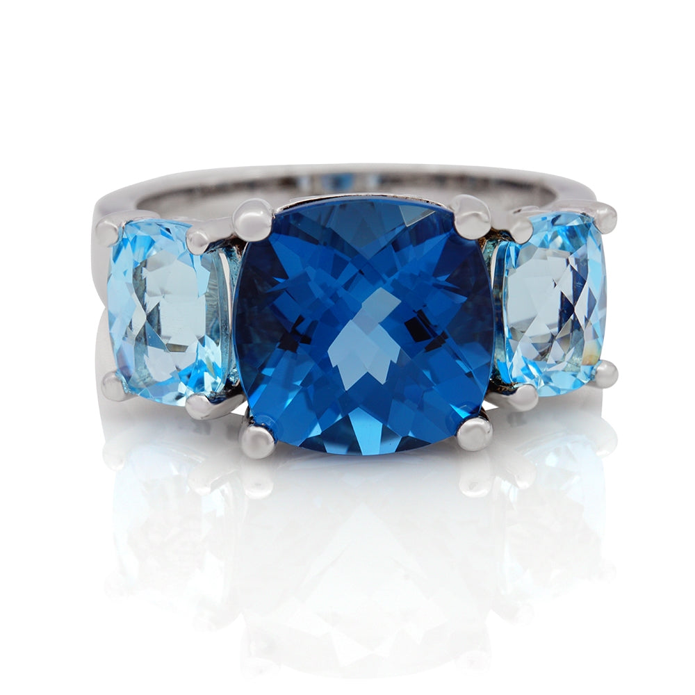 14K White Gold Blue Topaz Ring