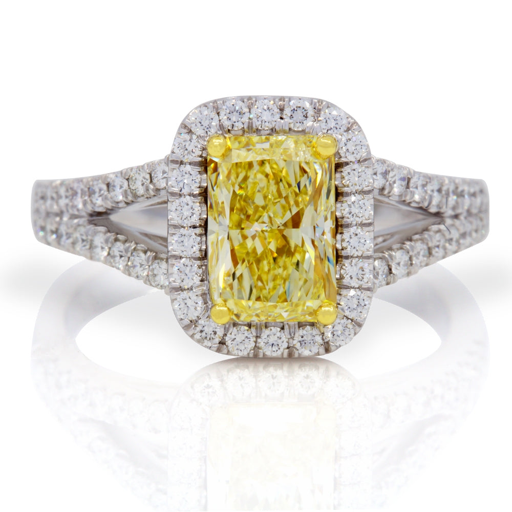 Platinum and 18K Yellow Gold Fancy Yellow Diamond Ring
