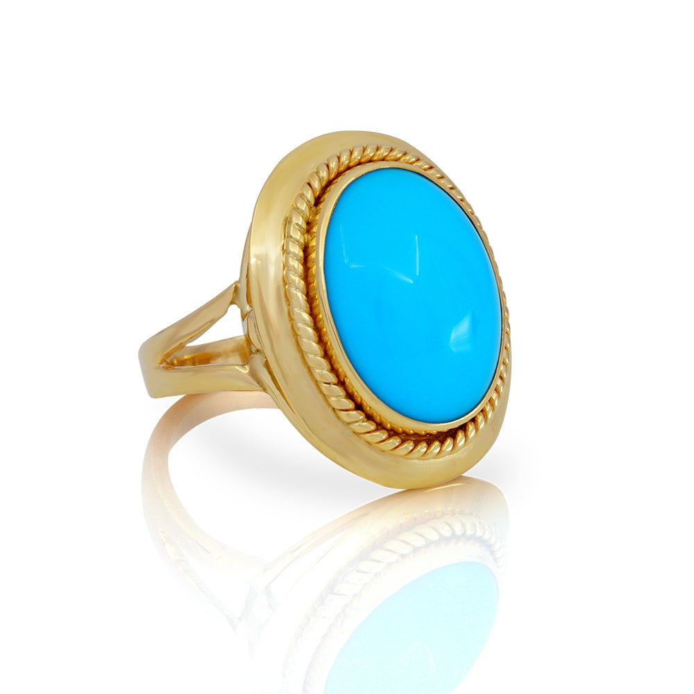 14K Yellow Gold Turquoise Ring