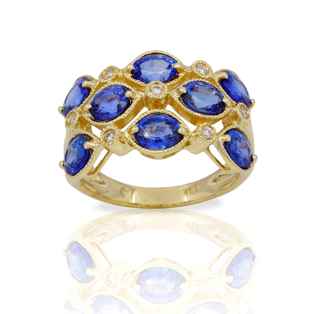 14Kt Yellow Gold Three Row Band