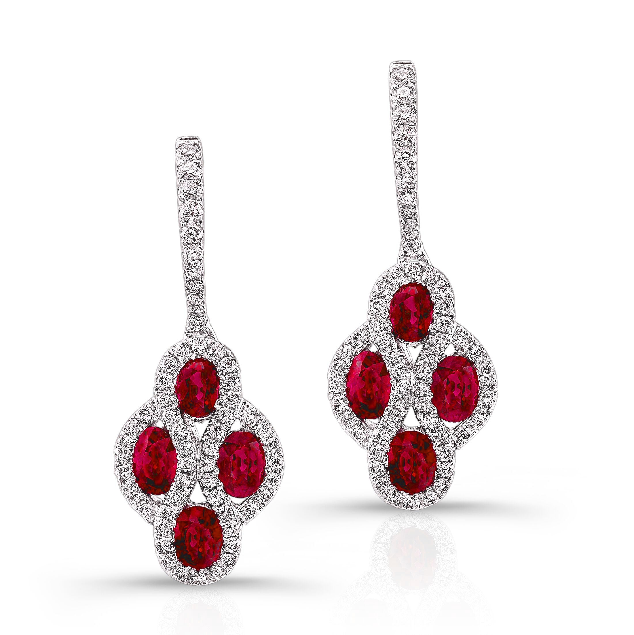 18Kt White Gold Ruby And Diamond Earrings
