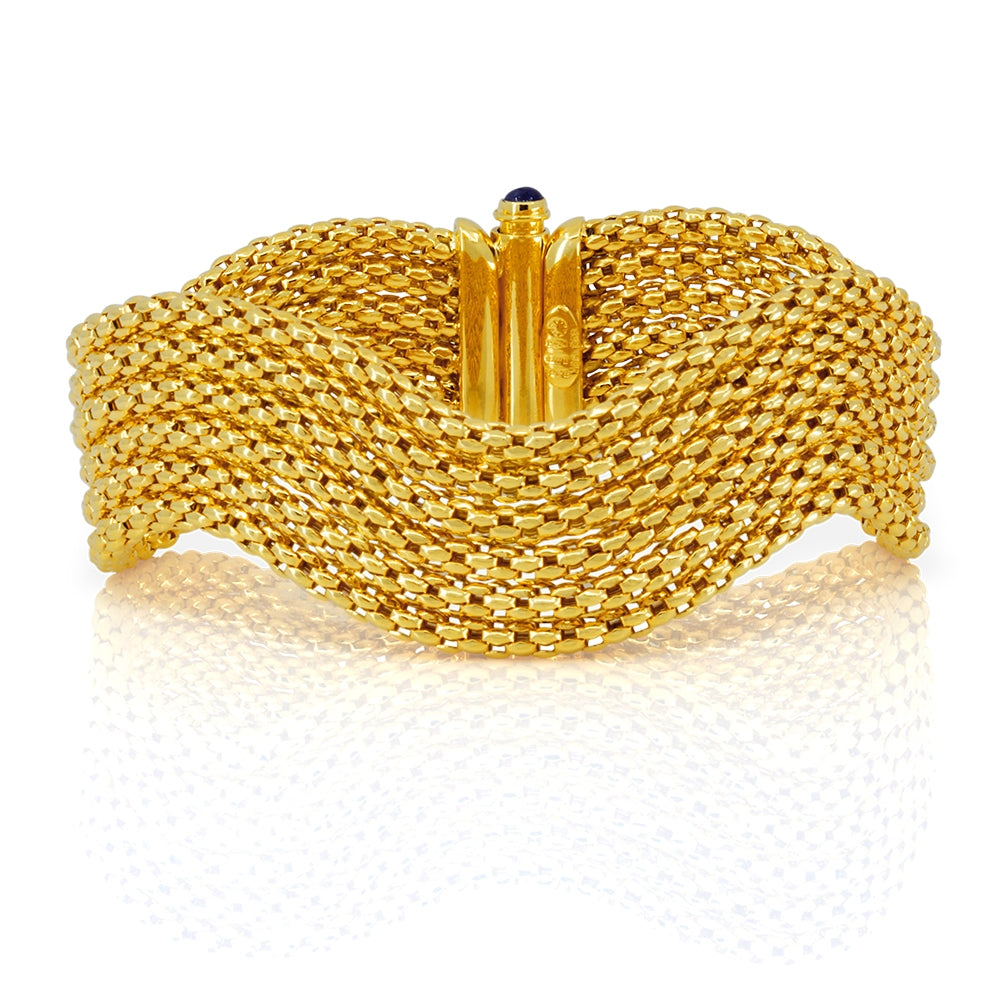 18K Yellow Gold Fope Romance Strand Wave Bracelet