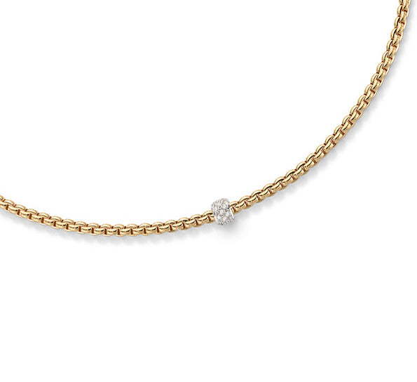 18Kt Yellow Gold Eka Tiny Necklace with Diamond Rondel