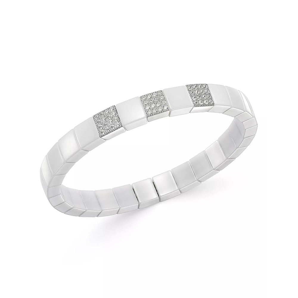 Scacco White Ceramic  Expandable Bracelet