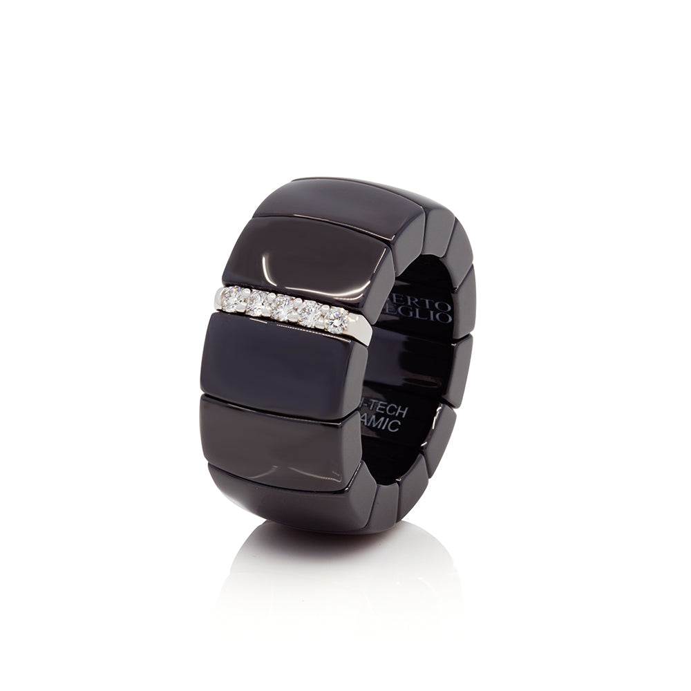 Domino Black Ceramic  Expandable Ring