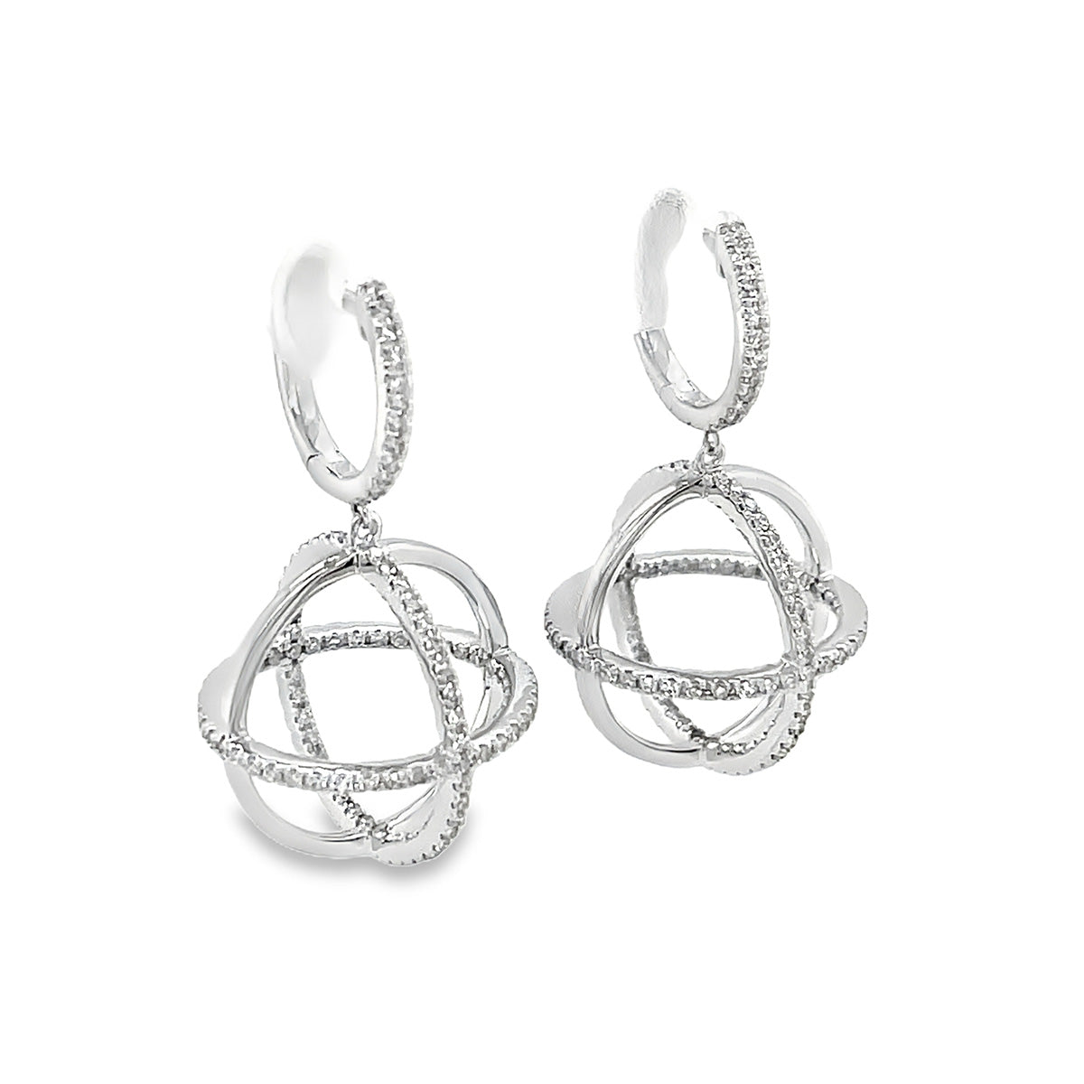 One Pair Of 14Kt White Gold Dangle Open Sphere Earrings