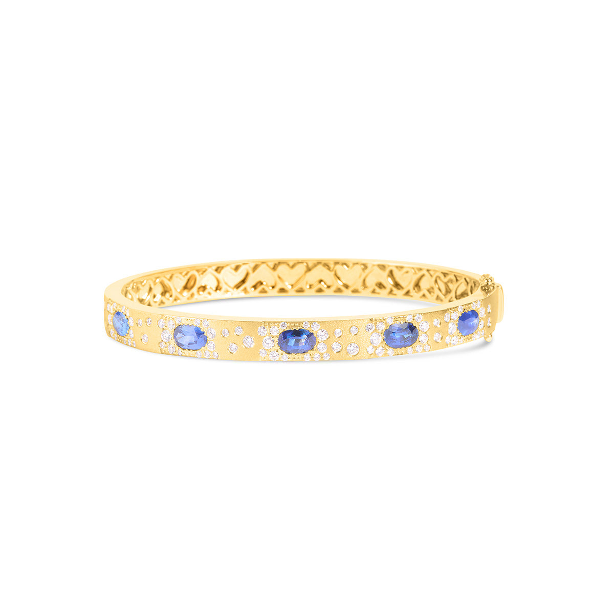 One 18Kt Yellow Gold Satin Finished Hinged Bangle Bracelet