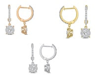18Kt White Gold Drop Cluster Earrings