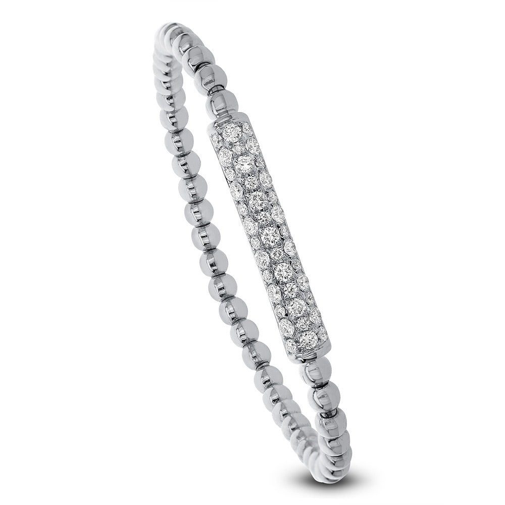18Kt White Gold Diamond  Expandable Beaded Bracelet