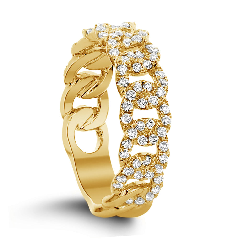 18Kt Yellow Gold Pave' Diamond Curb Link Band