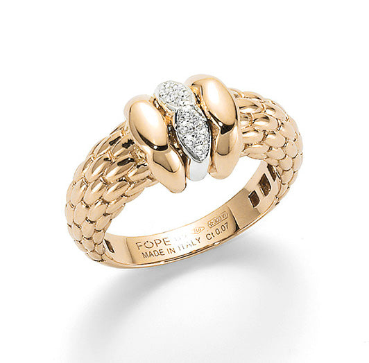 18Kt Yellow Gold Love Nest Ring with Diamonds