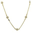 18Kt Yellow Gold 24" Florall Station Necklace