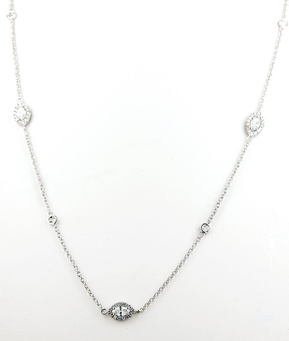 18Kt White Gold 18" Diamonds By The Yard Necklace