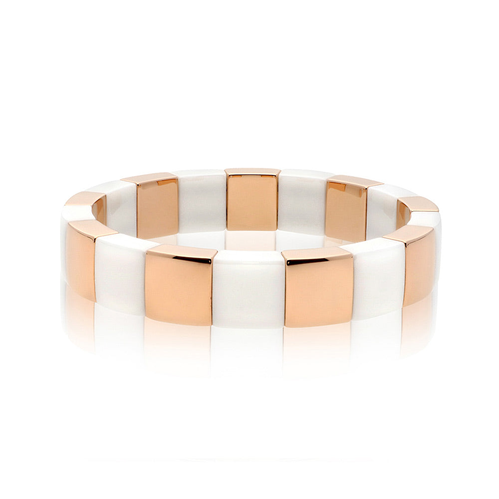 Aura White Ceramic Expandable Bracelet