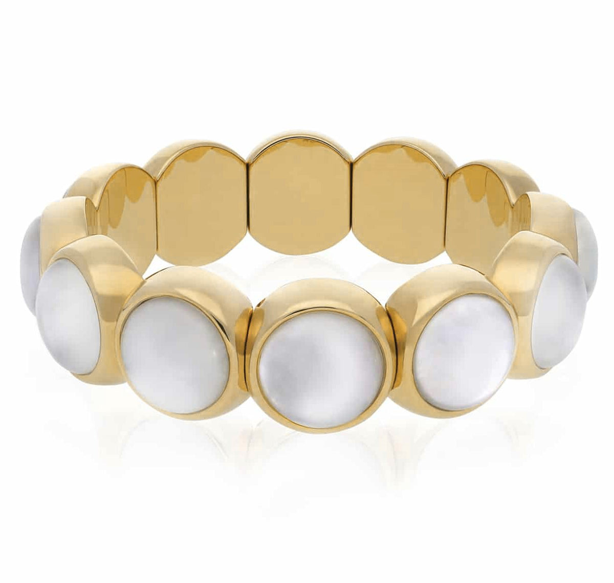 Aura Dama Mother of Pearl And 18K Yellow Gold Overlay Expandable Bracelet