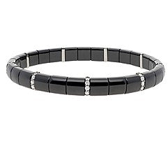 Pura Black Ceramic And 18K White Gold and Diamond Expandable Bracelet