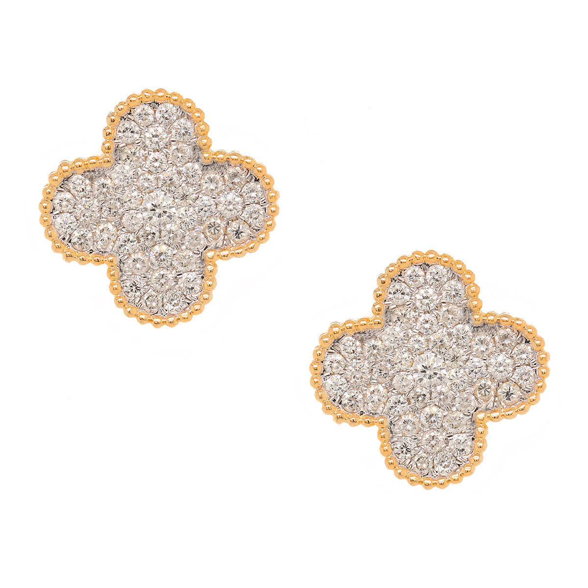 One Pair Of 14Kt Yellow Gold Clover Earrings