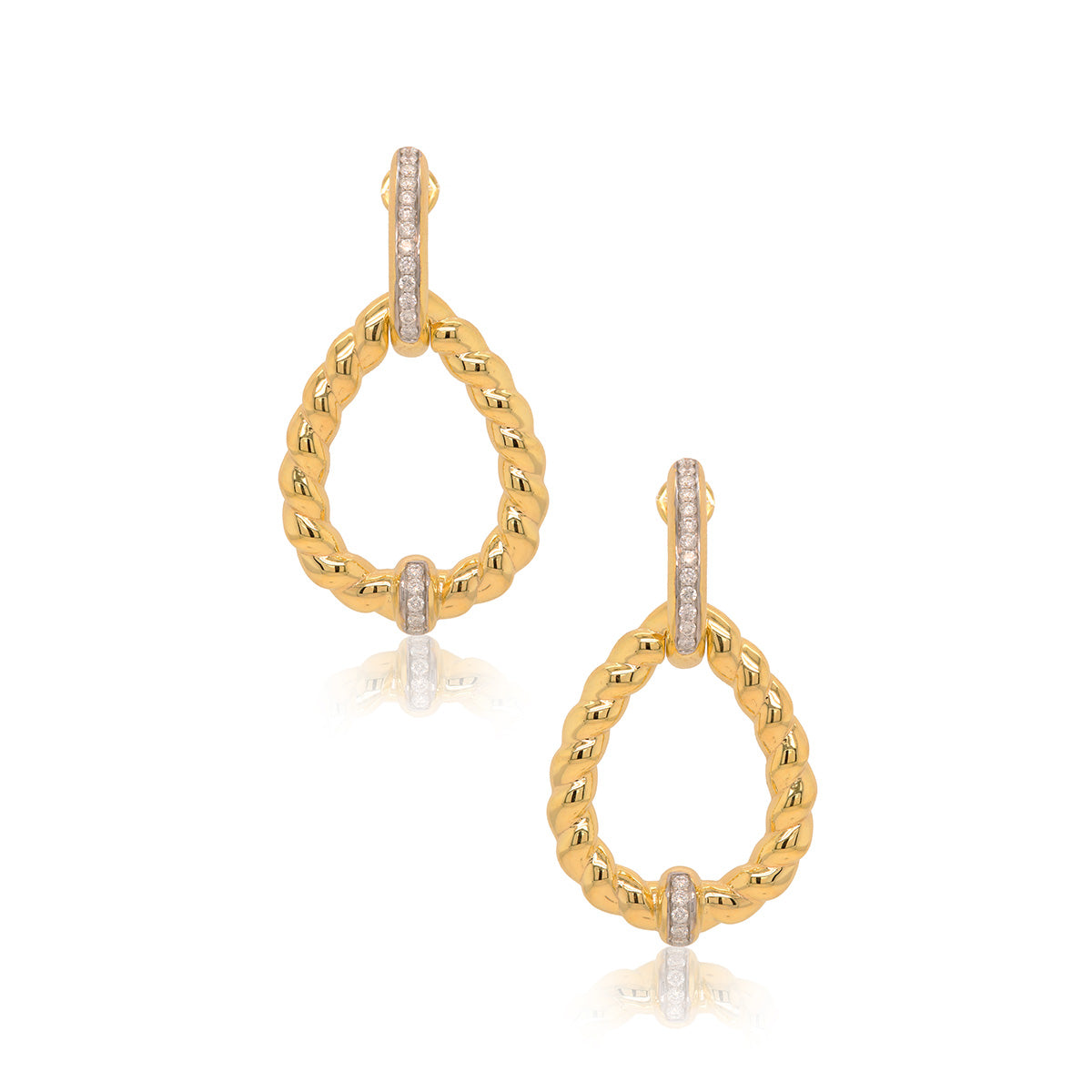 One Pair Of 14Kt Yellow Gold Tear Drop Twisted Earrings