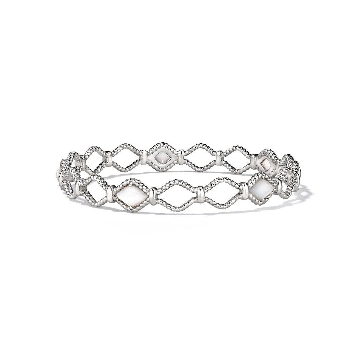One Judith Ripka Sterling Silver And Mother Of Pearl Isola Bangle