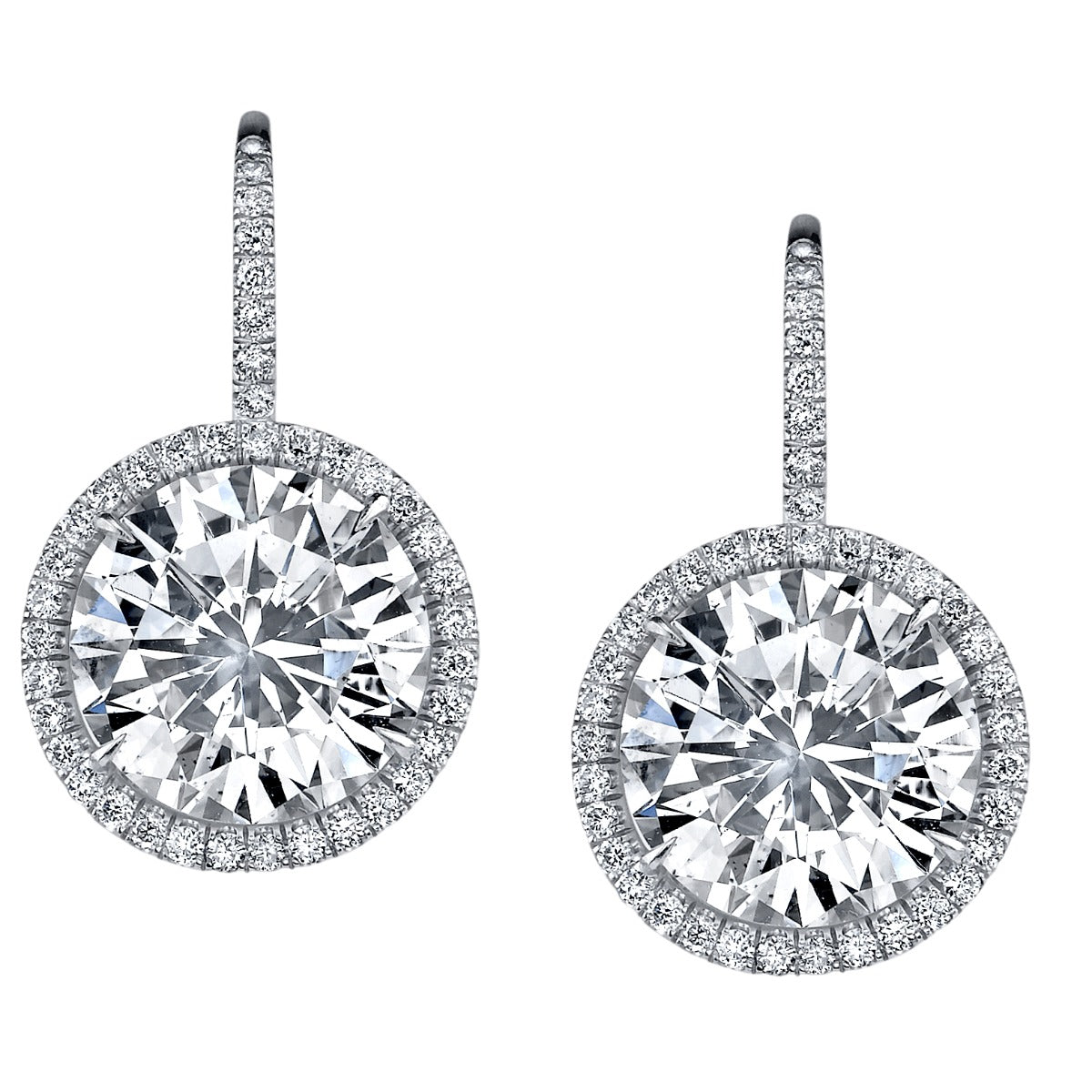 Platinum Diamond Drop Lever Back Earrings