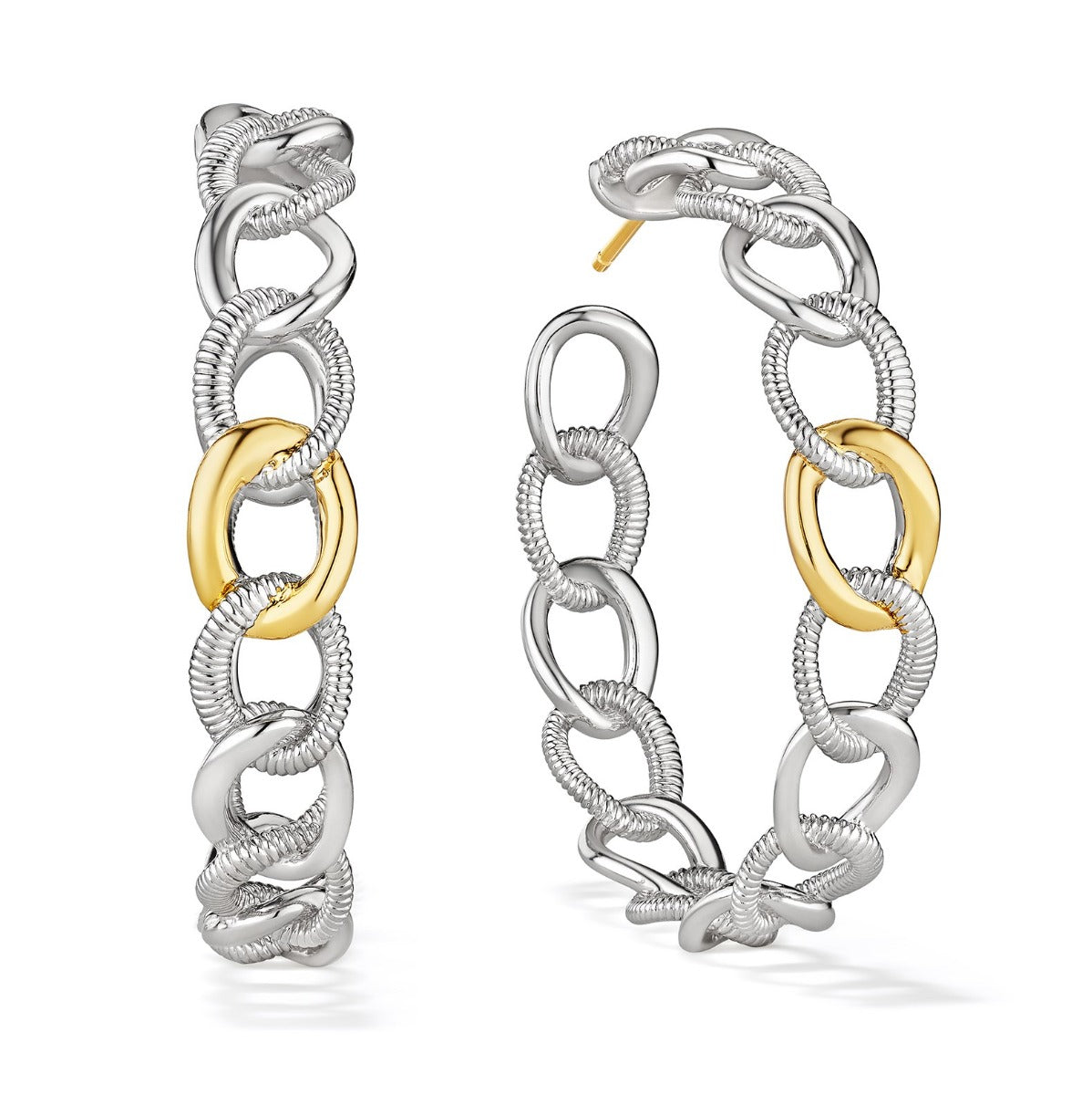 Judith Ripka Sterling Silver and 18K Large Eternity Hoops