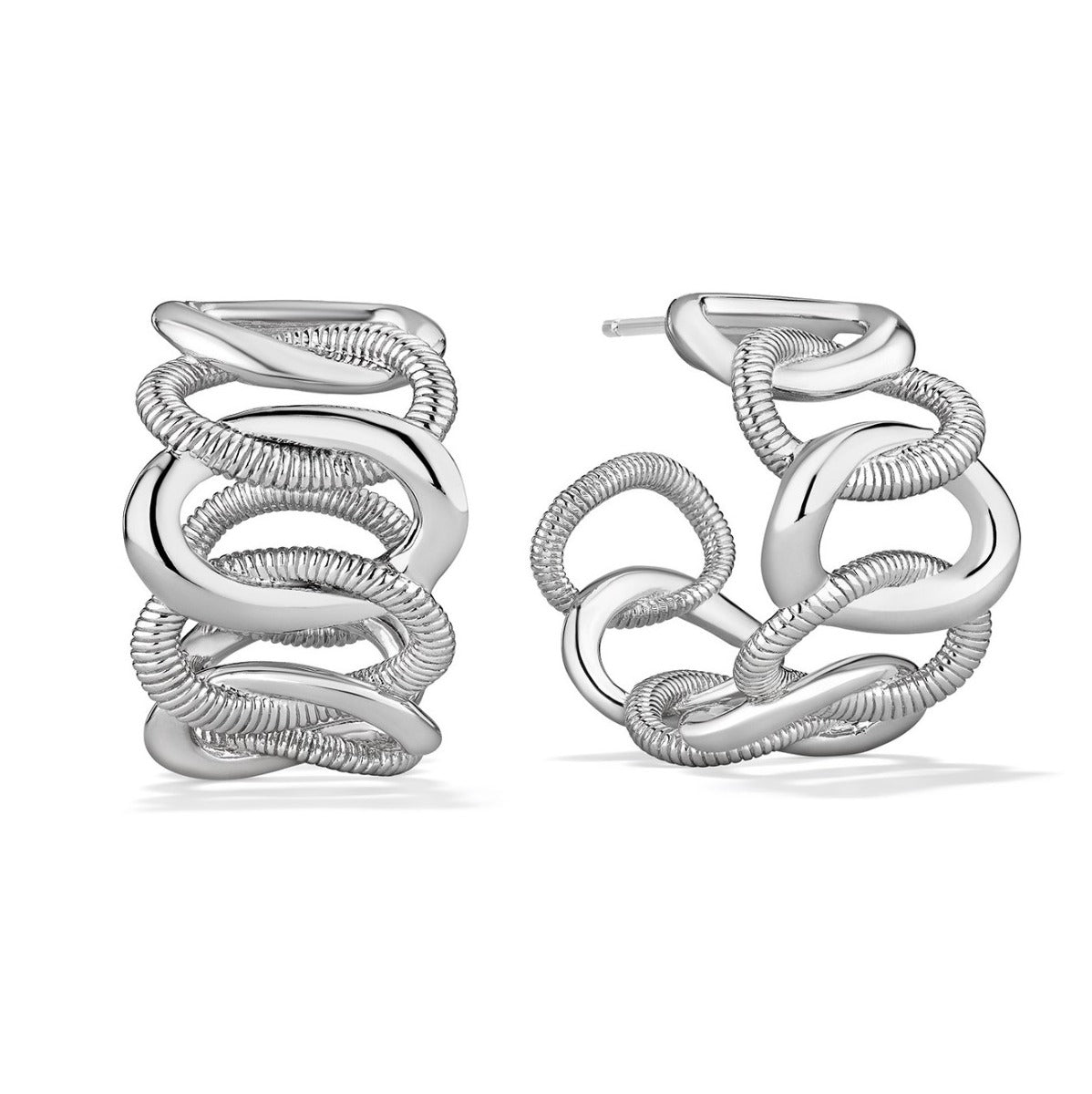 Judity Ripka Sterling Silver Wide Eternity Hoops