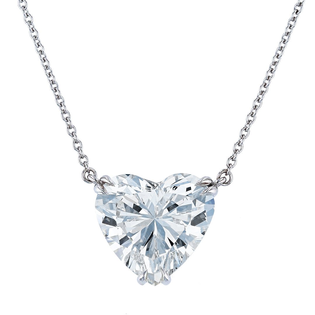 Platinum Heart Shape Diamond Necklace 3.35ct