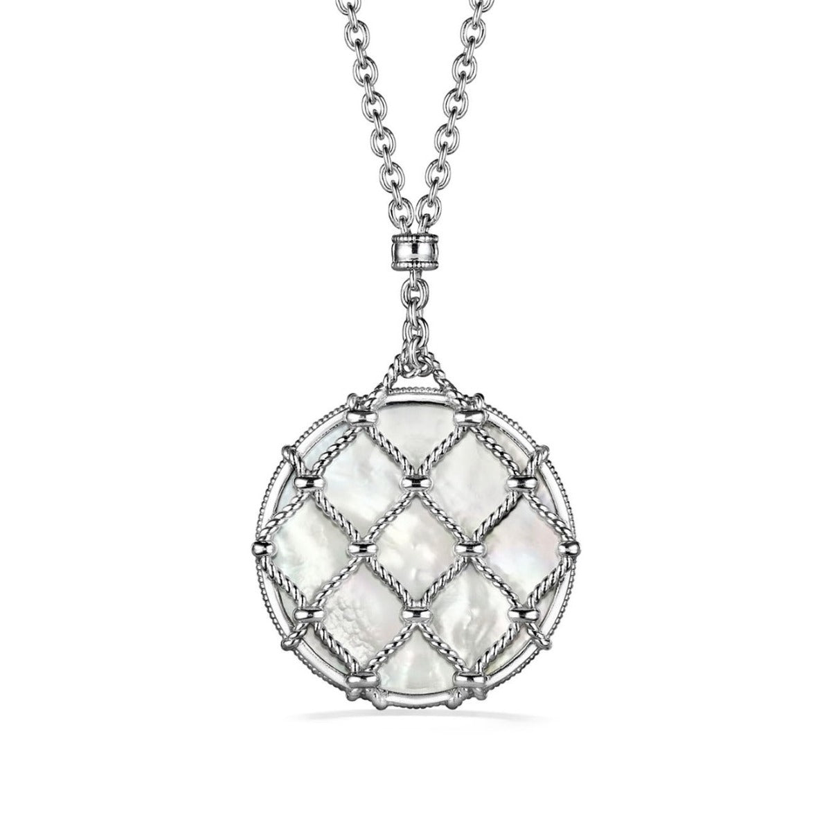 Judith Ripka Sterling Silver And Mother Of Pearl Large Isola Pendulum Necklace