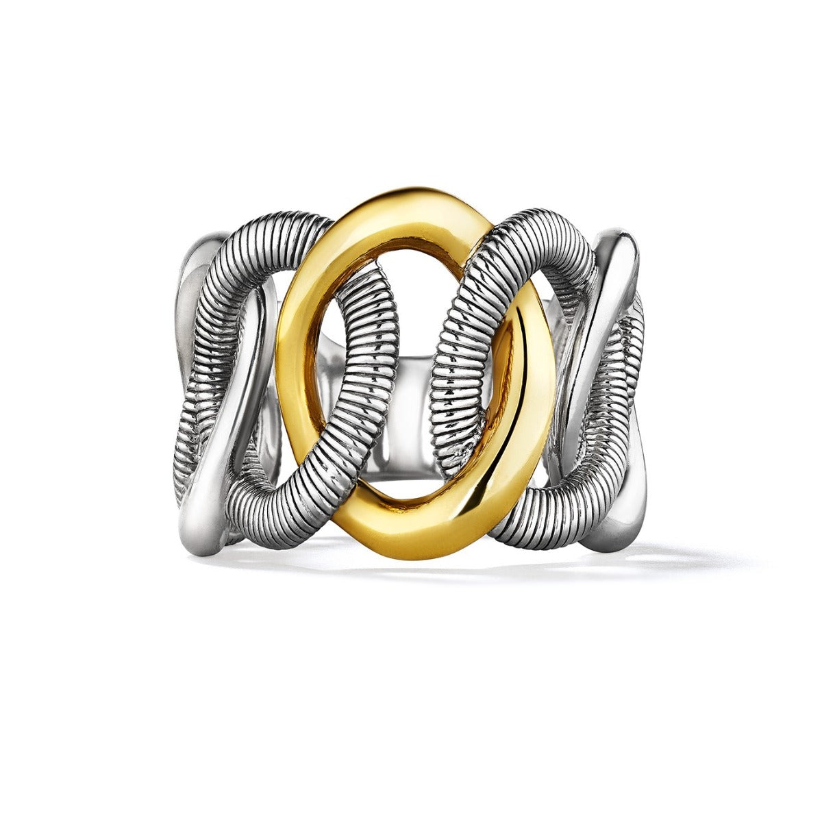 One Judith Ripka Sterling Silver And 18Kt Yellow Gold Eternity Ring