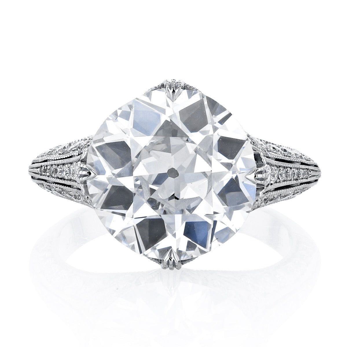 Platinum 5.44ct Old European Cut Diamond Ring