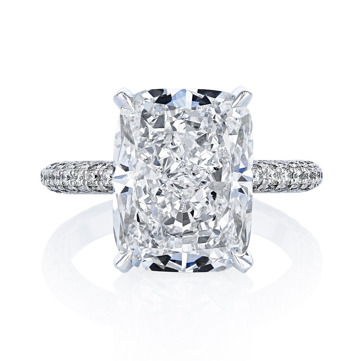 Platinum Diamond Engagement Ring With 8.38ct Cushion Cut Center