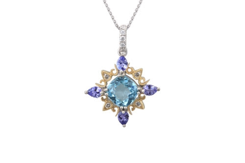 One 18Kt Two Tone Apatite Pendant