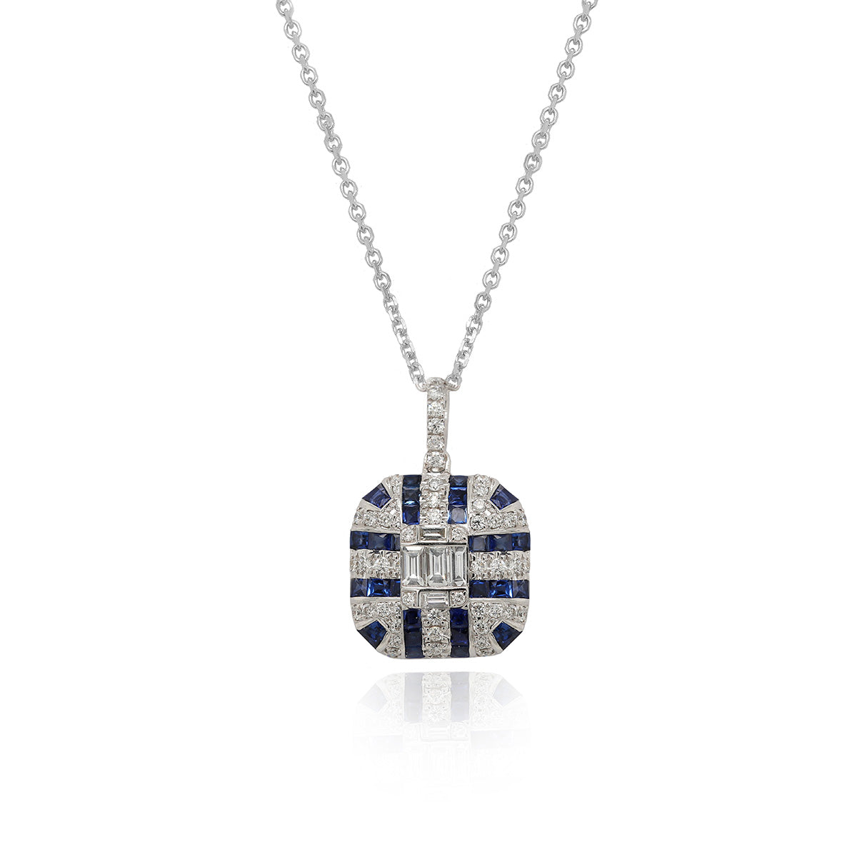 One 14Kt White Gold Cushion Shaped Pendant