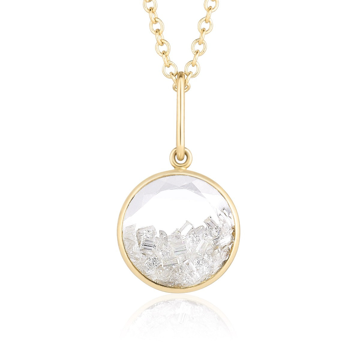 Moritz Glik Handmade 18Kt Yellow Gold Core 12 Diamond Shaker Pendant And Chain