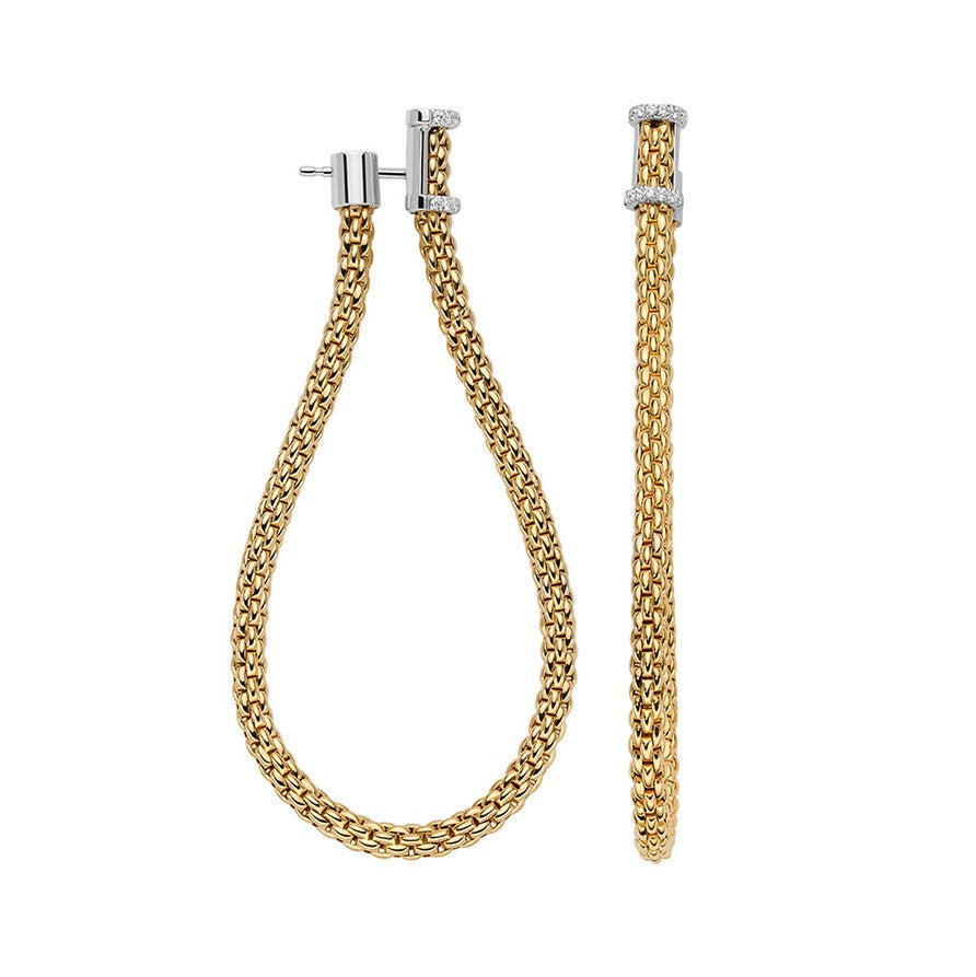 18K Yellow Gold Fope Large Essentials Loop Earrings With Diamonds