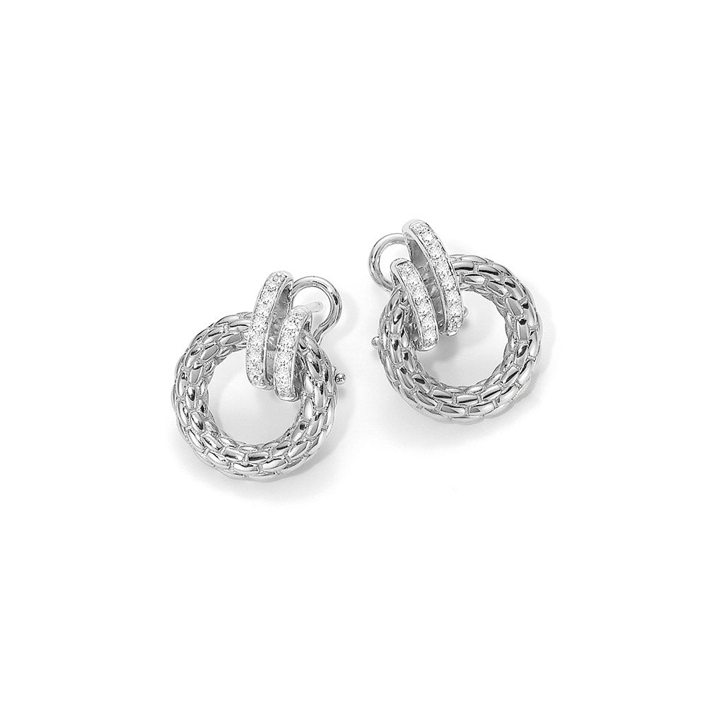 18Kt White Gold Solo Circle Earrings with Diamonds