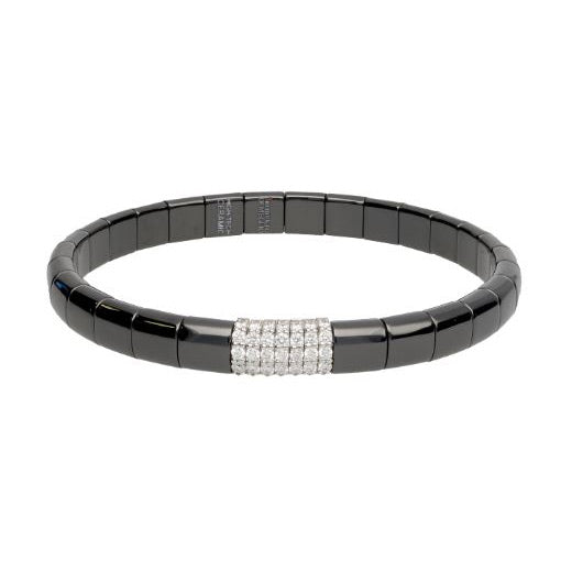 Pura 18Kt White Gold Black Ceramic Expandable Bracelet