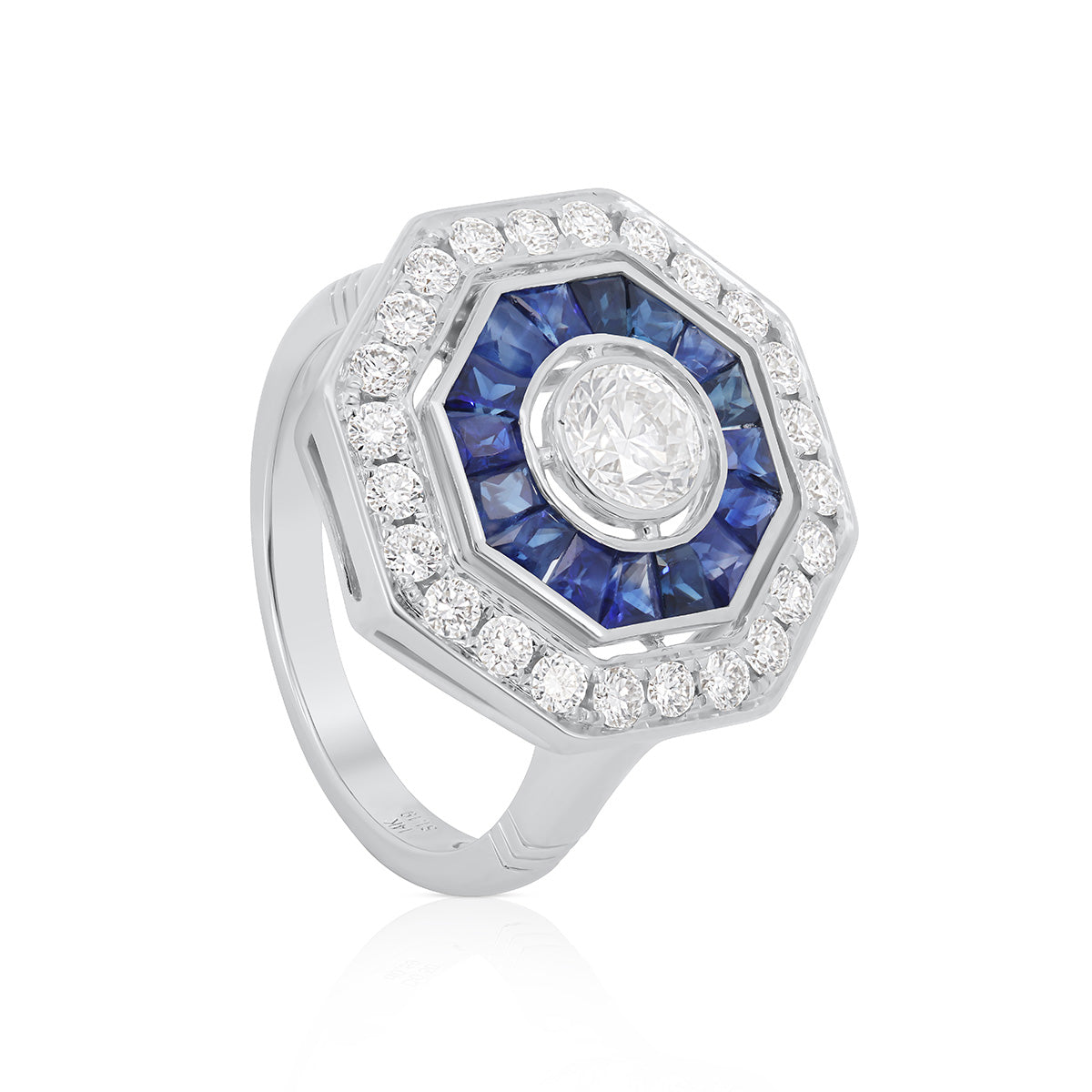 One 14K White Gold Art Deco Style Ring